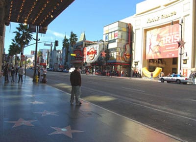 The stars on the Walk of Fame are located on both sides of Hollywood Boulevard and Vine Street.